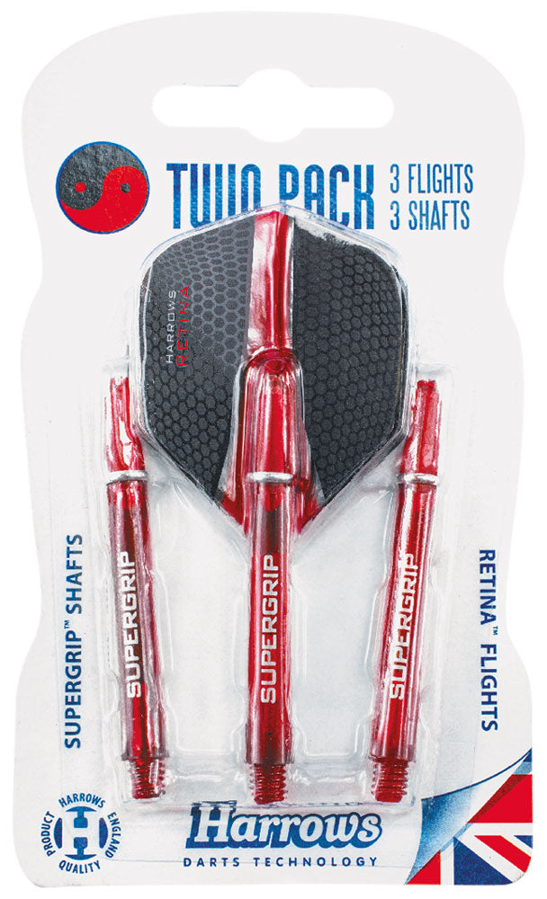 Darts Twin Pack 3 Flights 3 Shafts (Red)