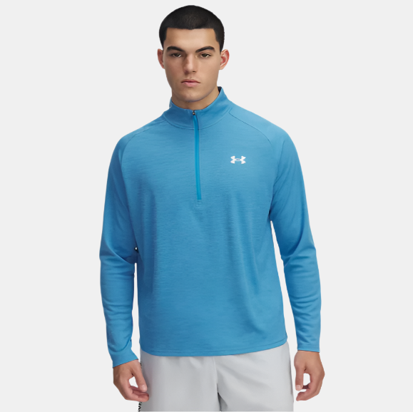 Mens Tech Textured 1/2 Zip (Ether Blue/White)