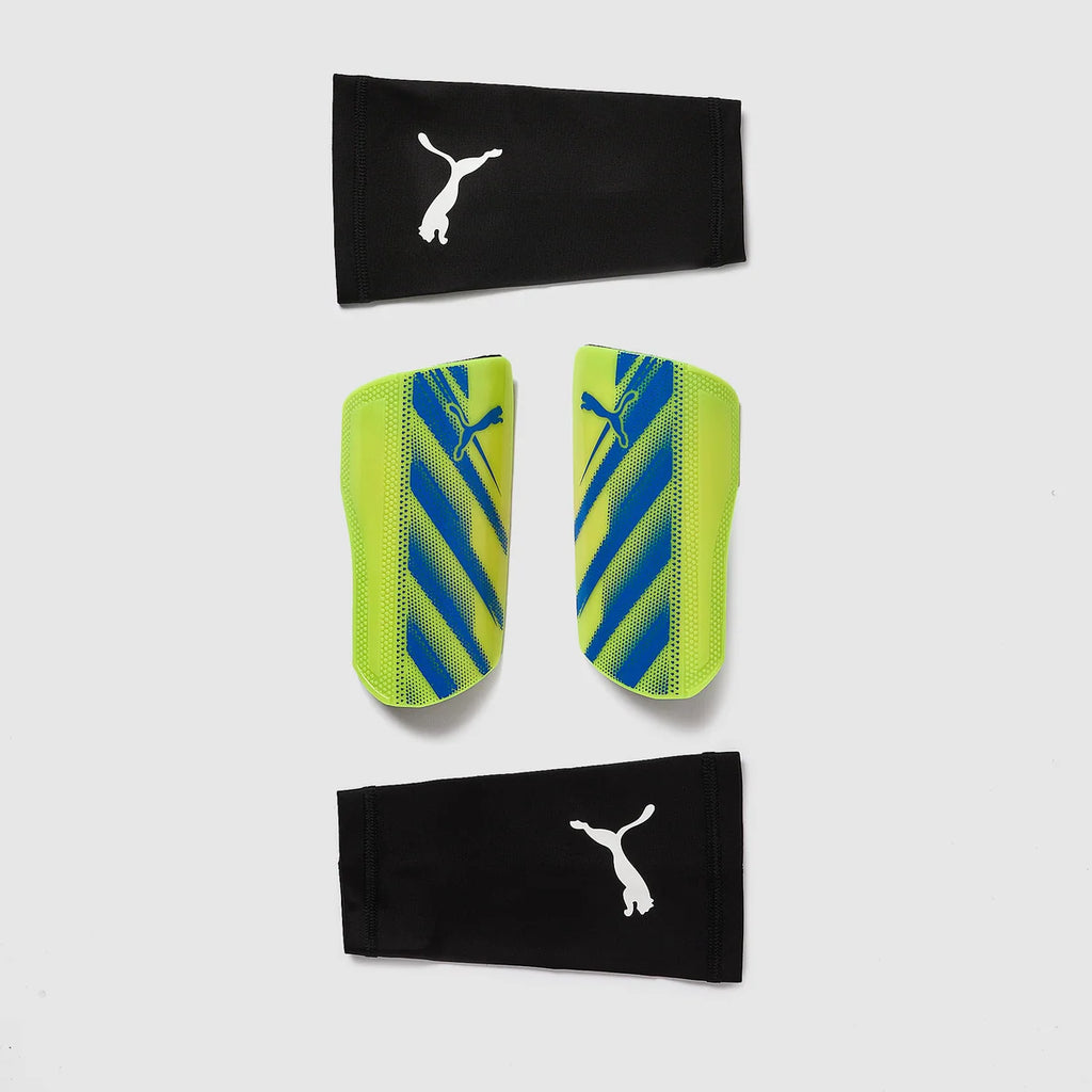 Attacanto Sleeve Shin Gaurds (Lime/Blue)