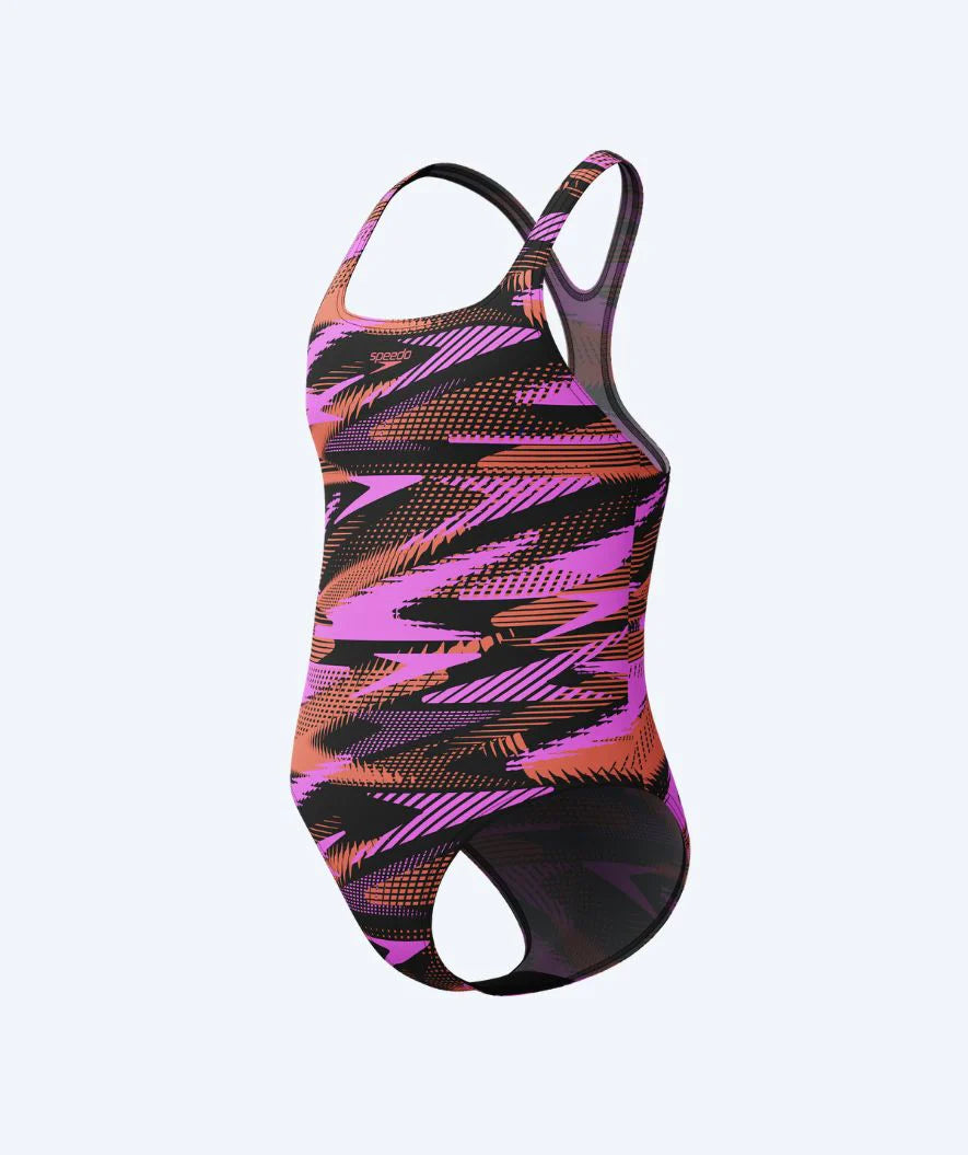 Womens Hyperboom Print Medalist Swimsuit (Black/Pink)