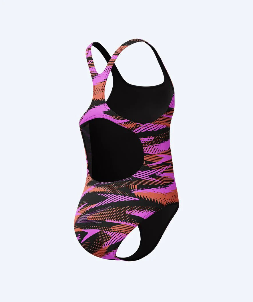 Womens Hyperboom Print Medalist Swimsuit (Black/Pink)