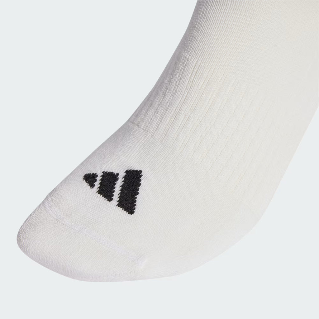 Unisex 3 Stripes Cushioned Crew Socks 3 Pairs (White/Black)