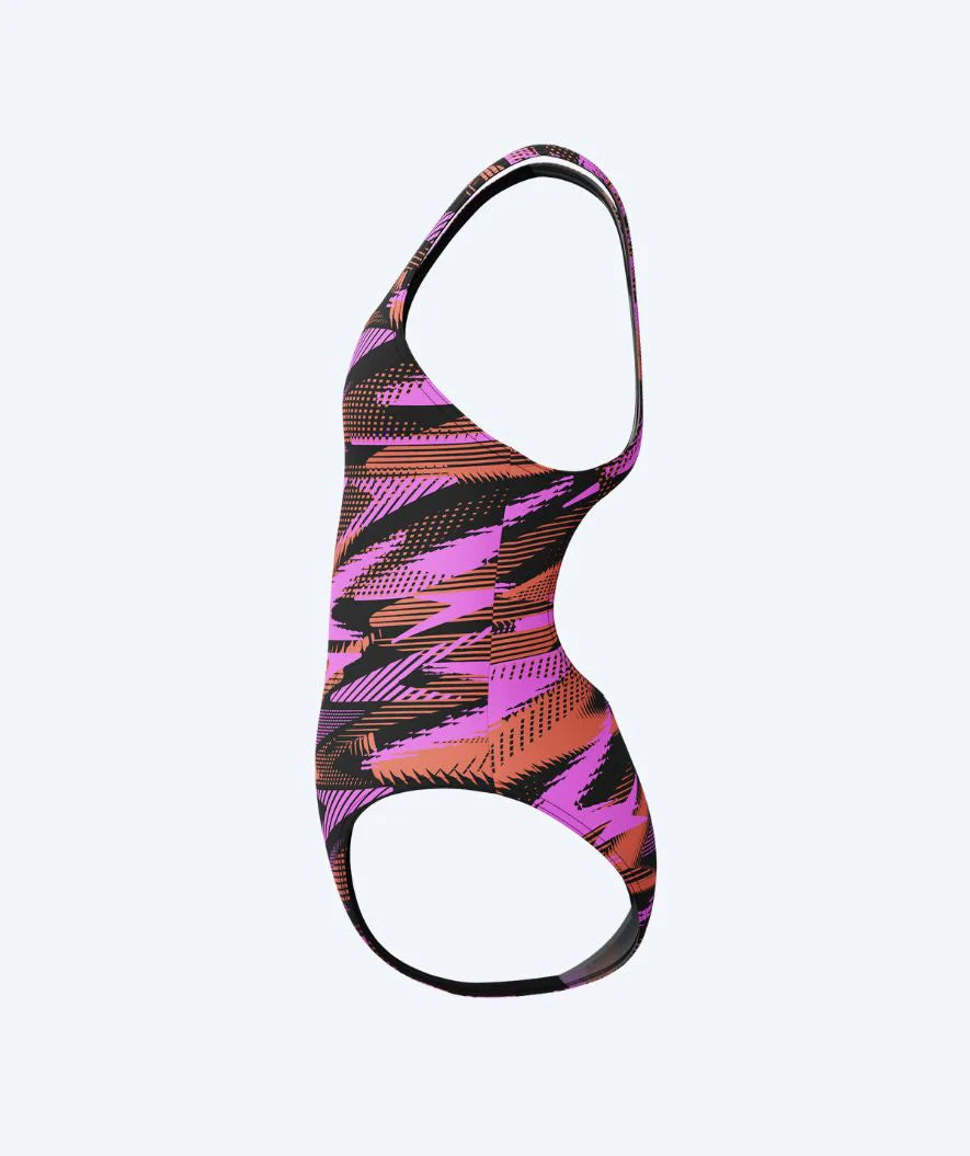 Womens Hyperboom Print Medalist Swimsuit (Black/Pink)