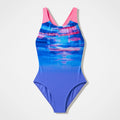 Girls Printed Splashback Swimsuit (Purple/Pink)