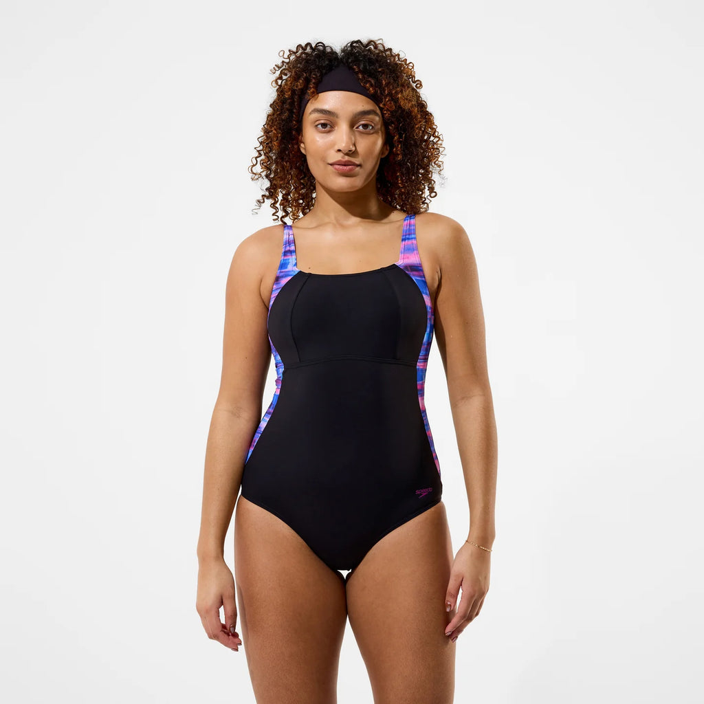 Women's Luna Lustre Printed Swimsuit (Black/Pink)