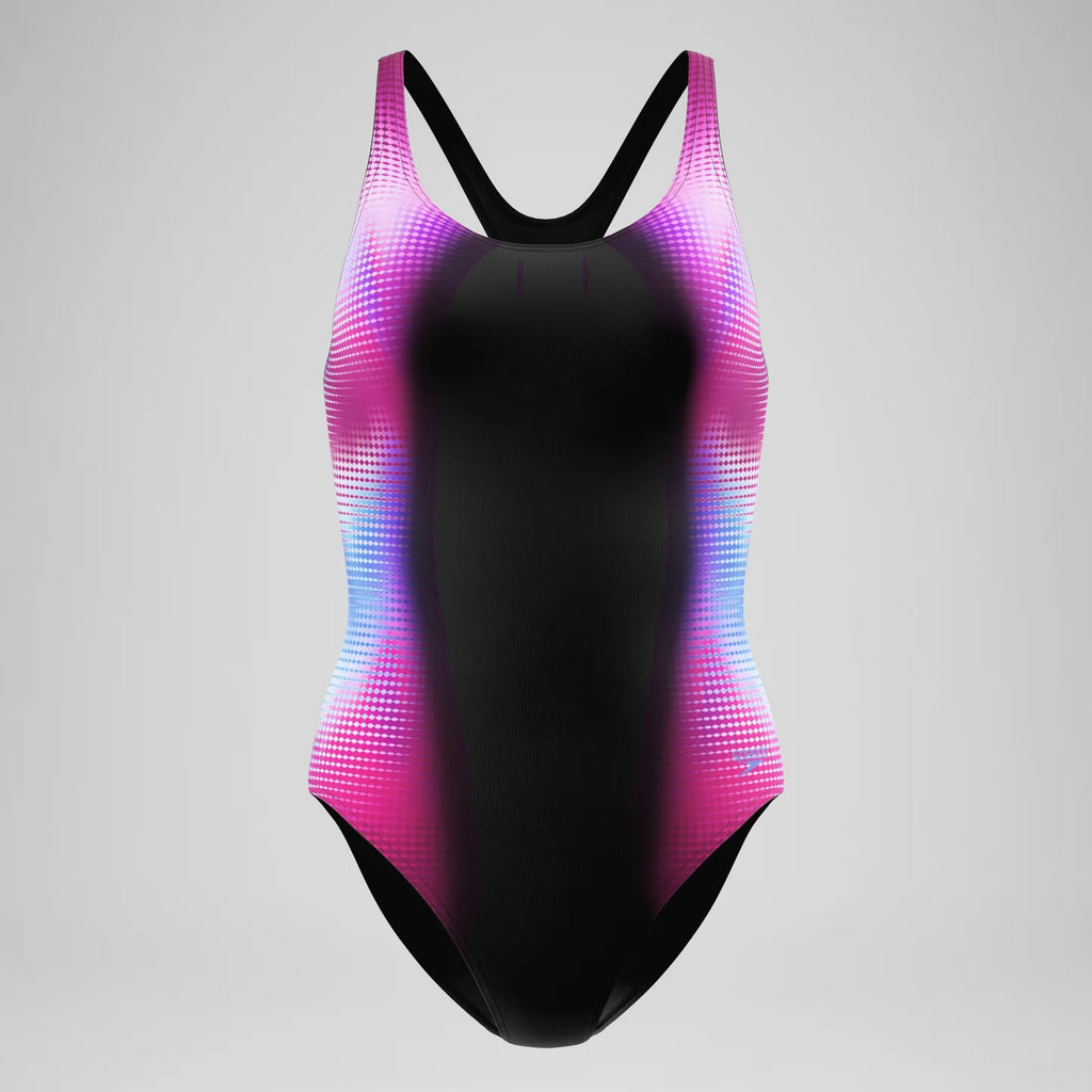 Womens Printed Medalist Swimsuit (Black/Pink)