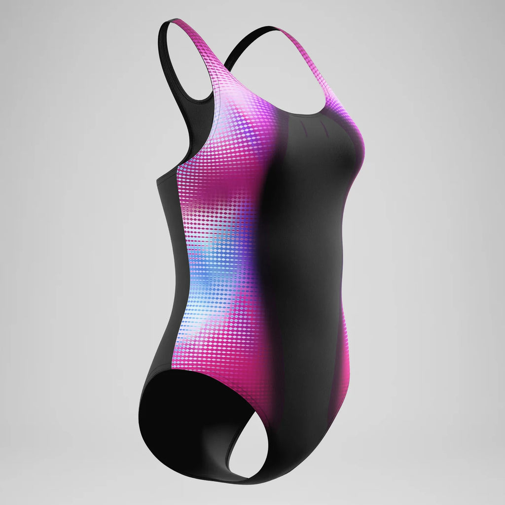 Womens Printed Medalist Swimsuit (Black/Pink)