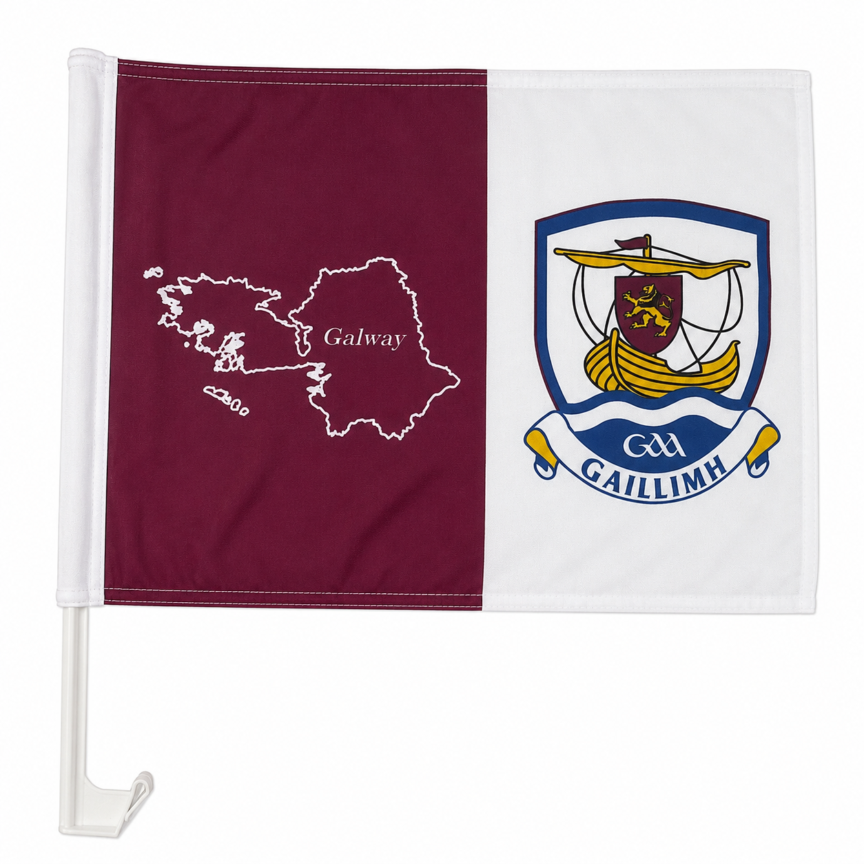 Galway GAA Car Flag (Maroon/White)