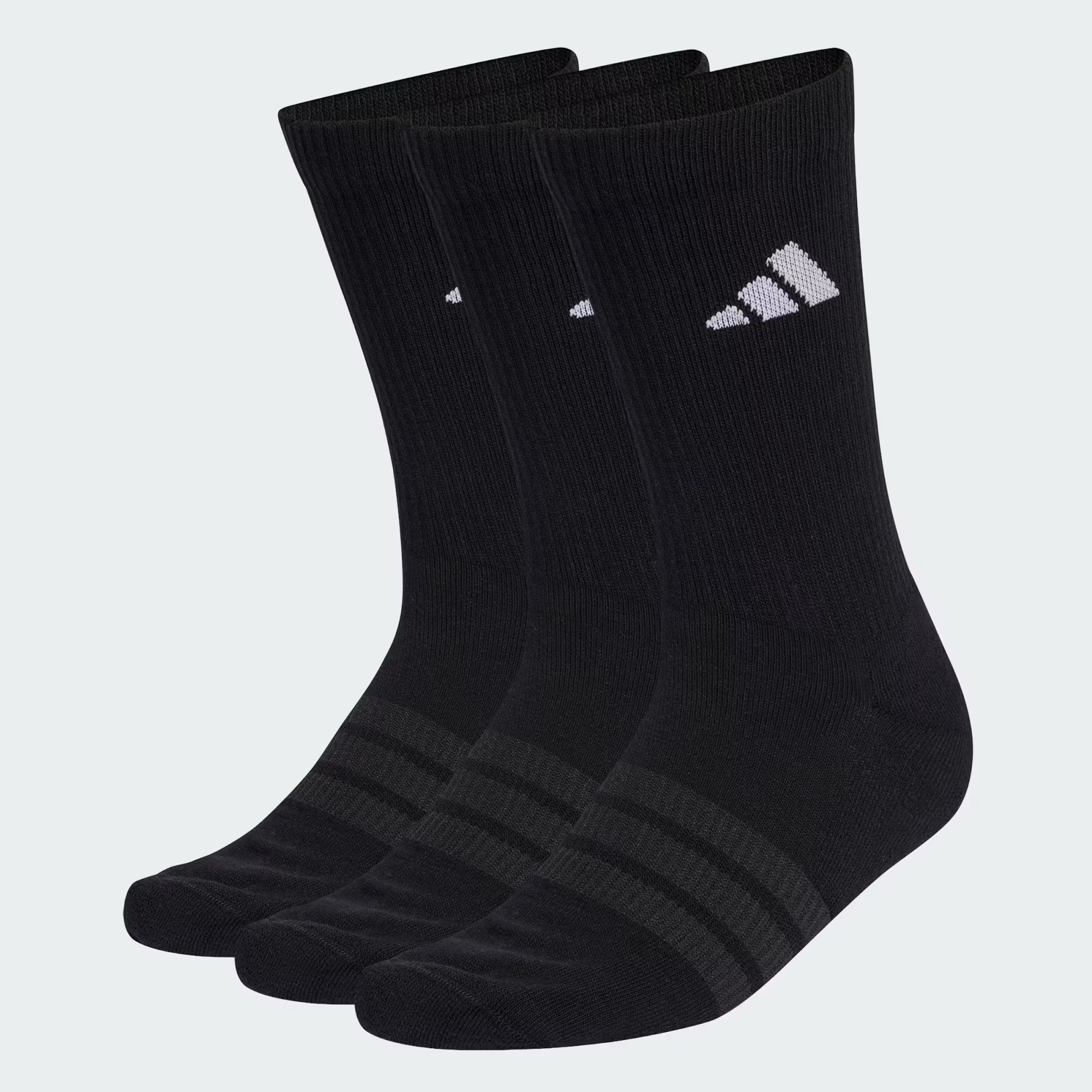 Unisex Cushioned Sportswear Crew Socks 3 Pairs (Black/White)