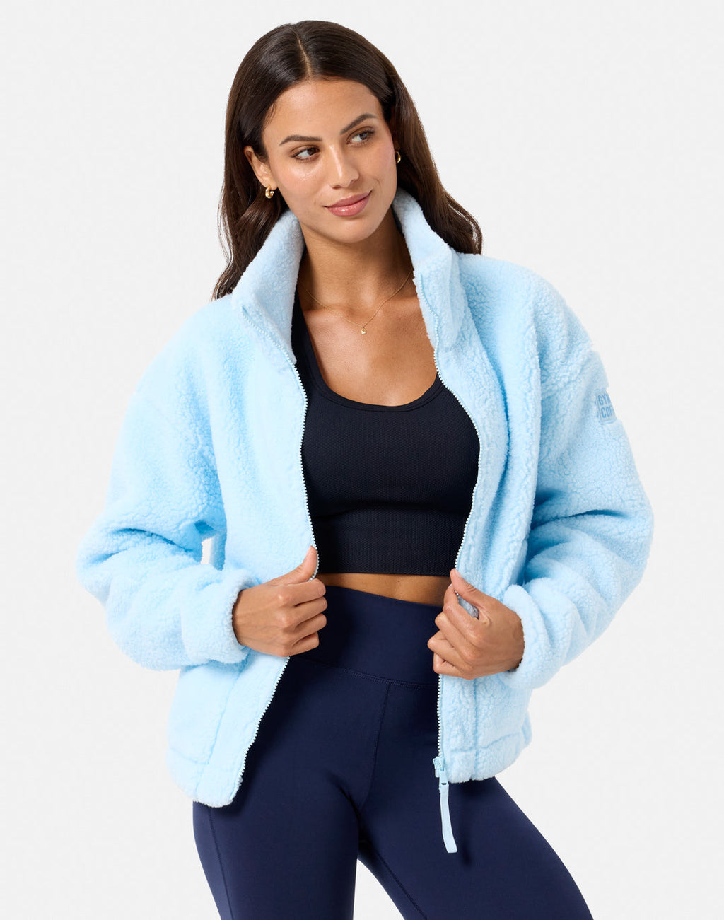 Womens Industry Fleece High Collar Jacket (Baby Blue)
