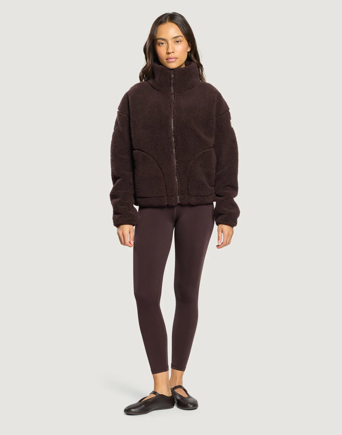 Womens Industry Fleece High Collar Full Zip Jacket (Mocha Bean)