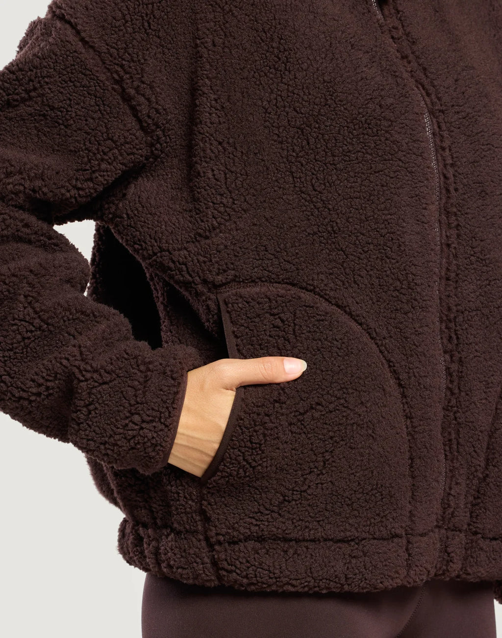 Womens Industry Fleece High Collar Full Zip Jacket (Mocha Bean)