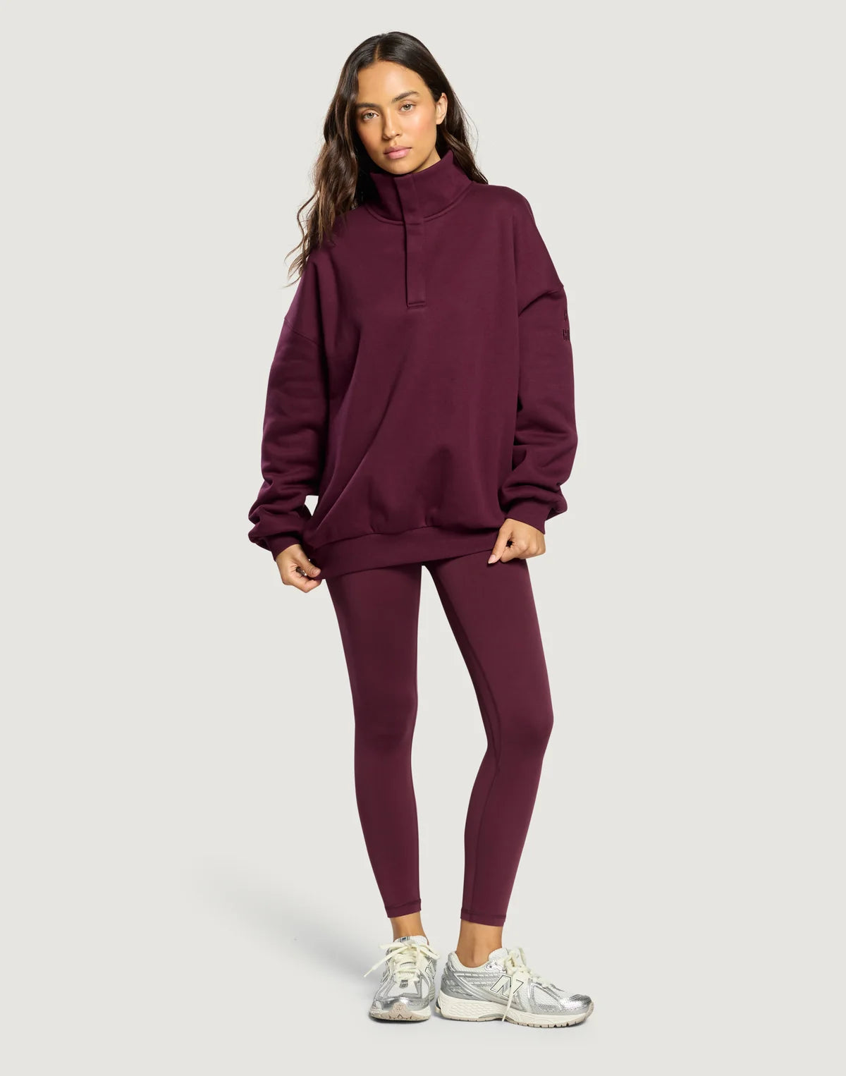 Womens Sierra Snap Collar Sweatshirt (Cherry Crush)