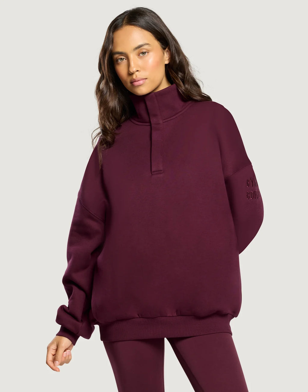Womens Sierra Snap Collar Sweatshirt (Cherry Crush)