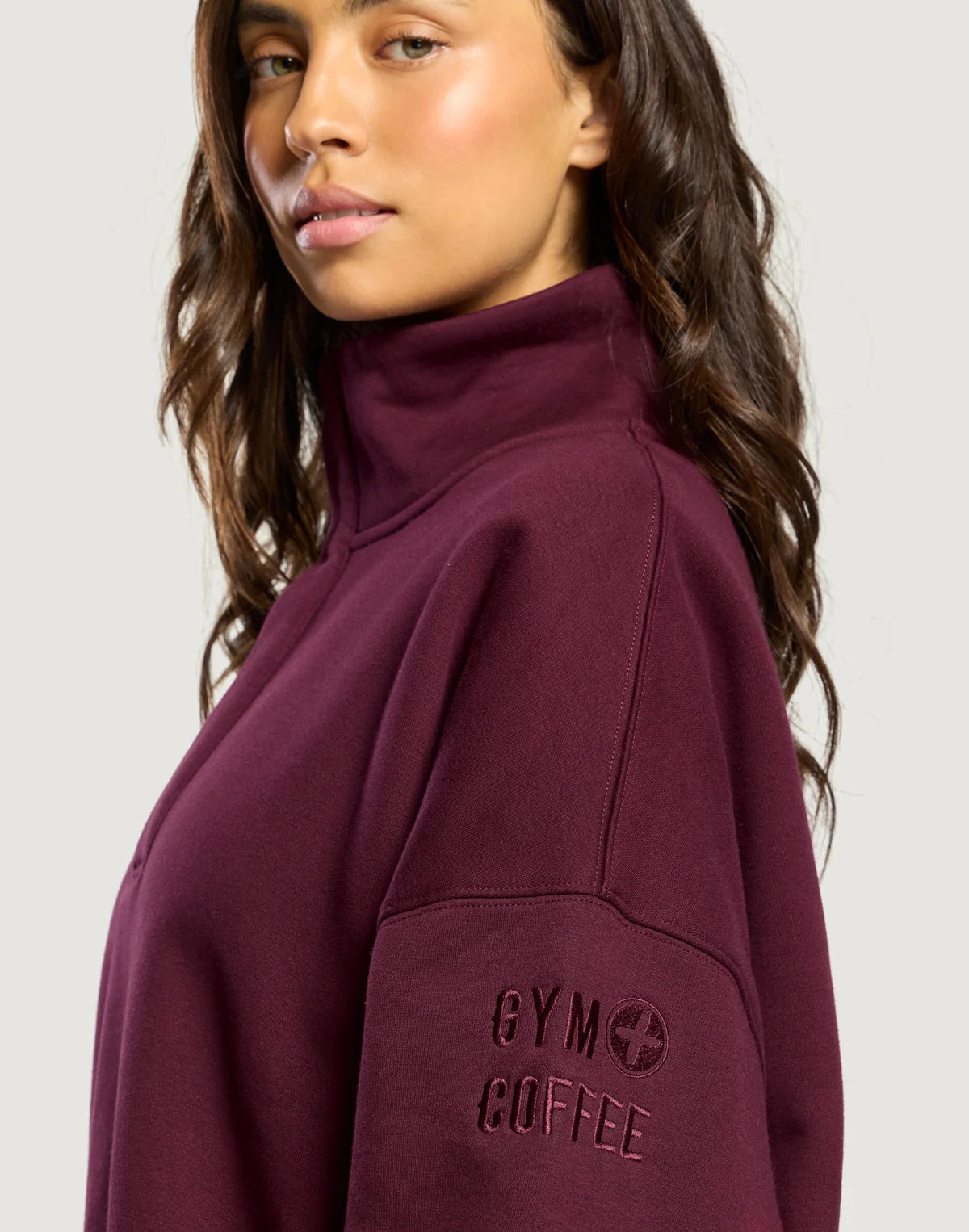 Womens Sierra Snap Collar Sweatshirt (Cherry Crush)