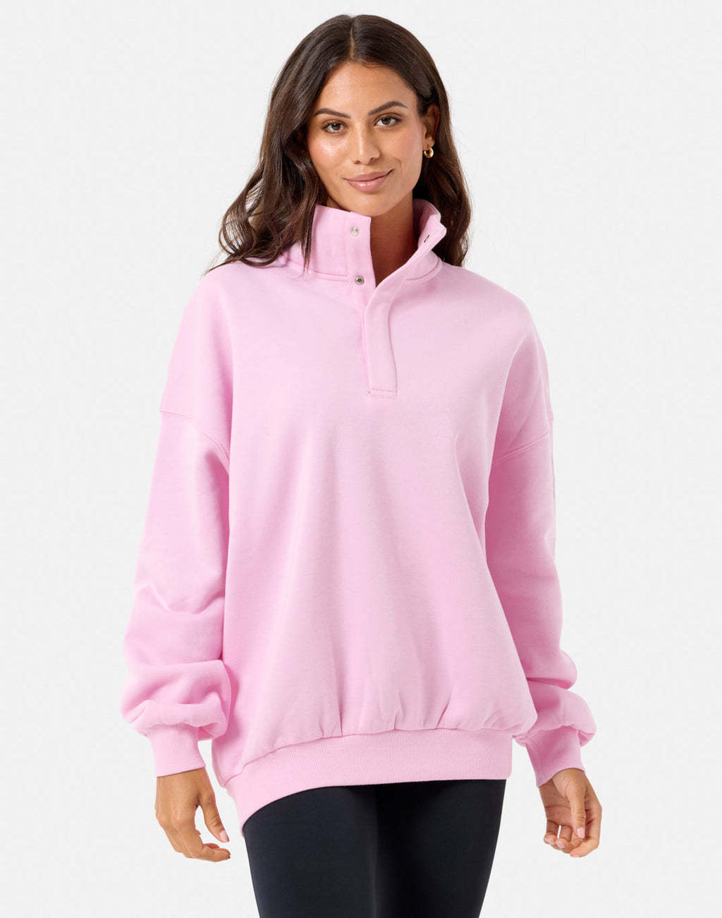 Sierra Snap Collar Sweatshirt (Baby Pink)