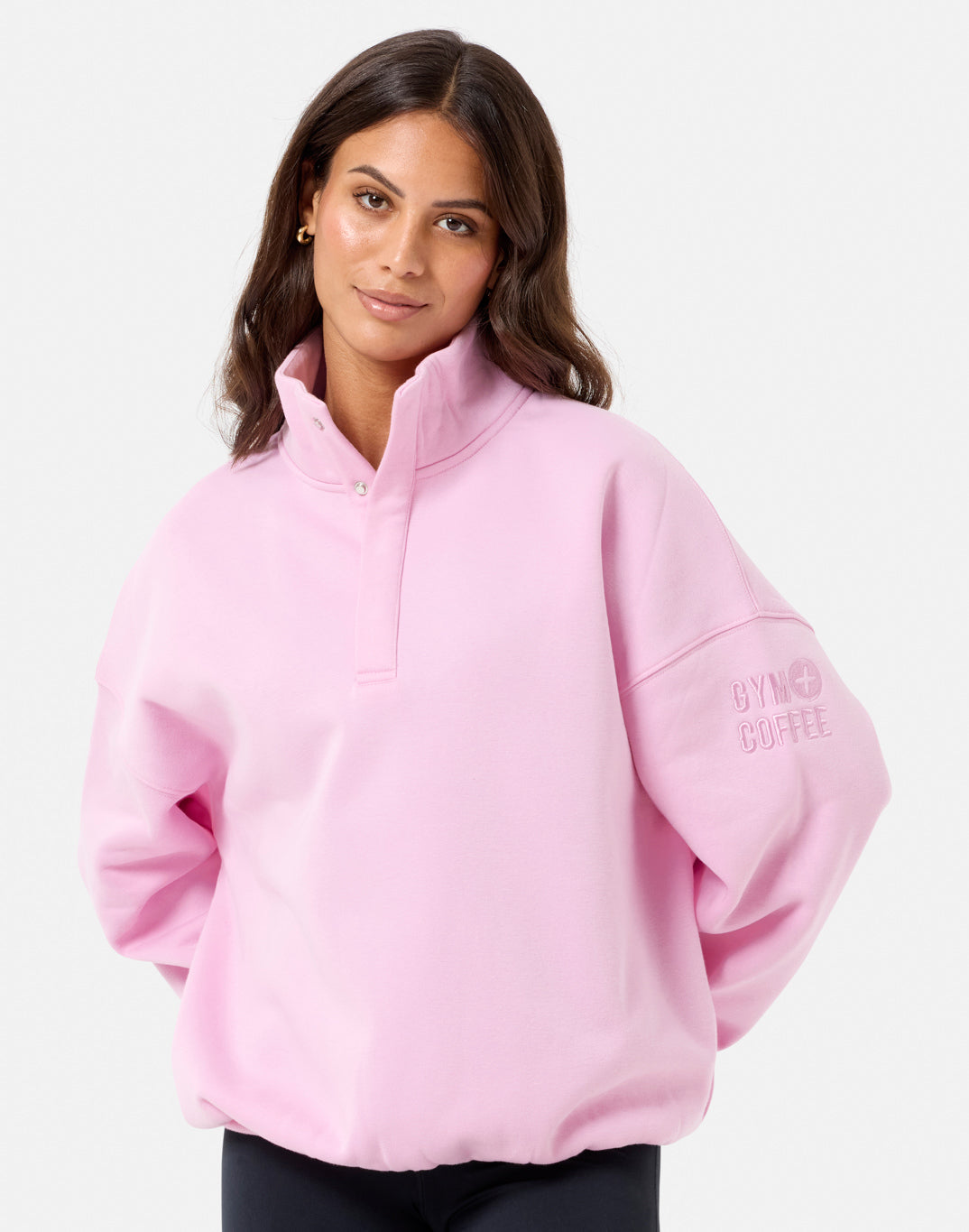 Sierra Snap Collar Sweatshirt (Baby Pink)