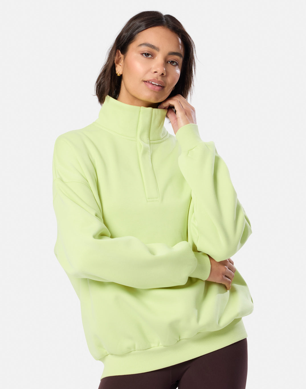 Womens Sierra Snap Collar Sweatshirt (Lime Sorbet)