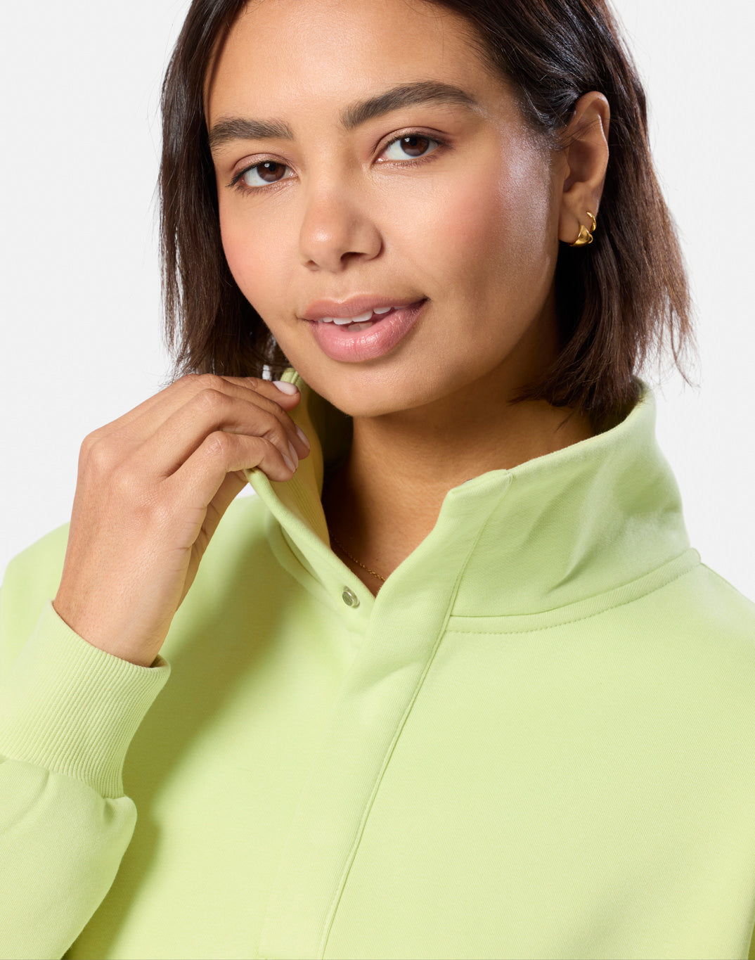 Womens Sierra Snap Collar Sweatshirt (Lime Sorbet)