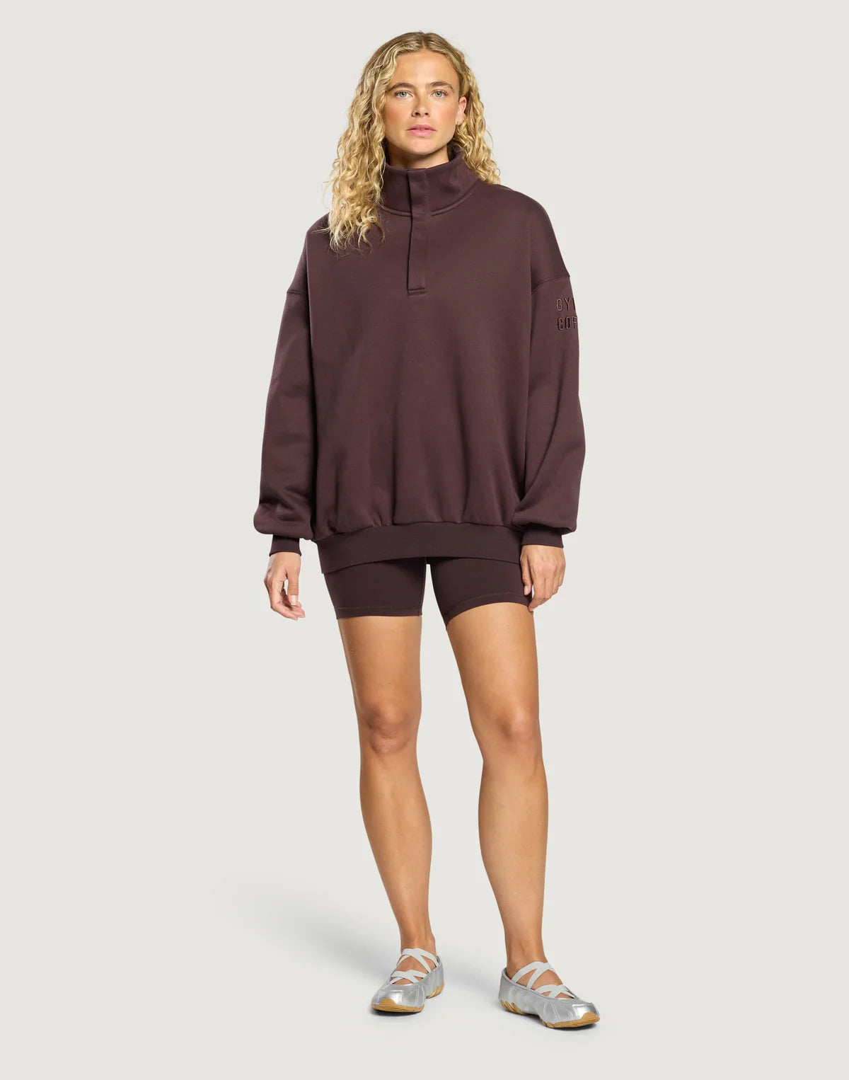 Womens Sierra Snap Collar Sweatshirt (Mocha Bean)