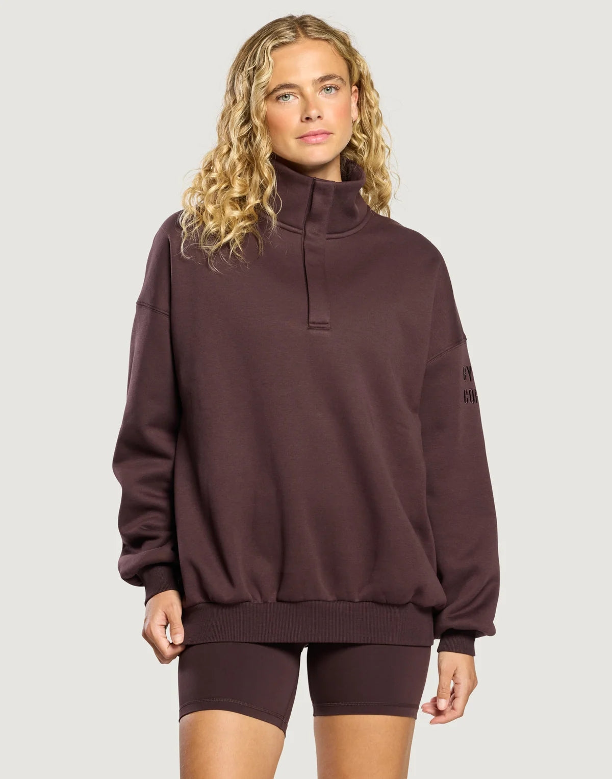 Womens Sierra Snap Collar Sweatshirt (Mocha Bean)