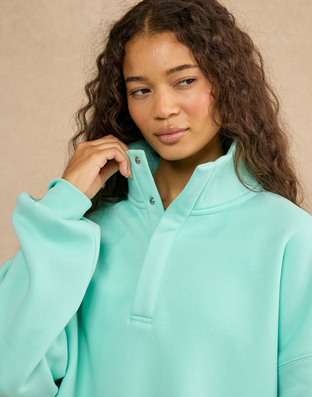Womens Sierra Snap Collar Sweatshirt (Peppermint)