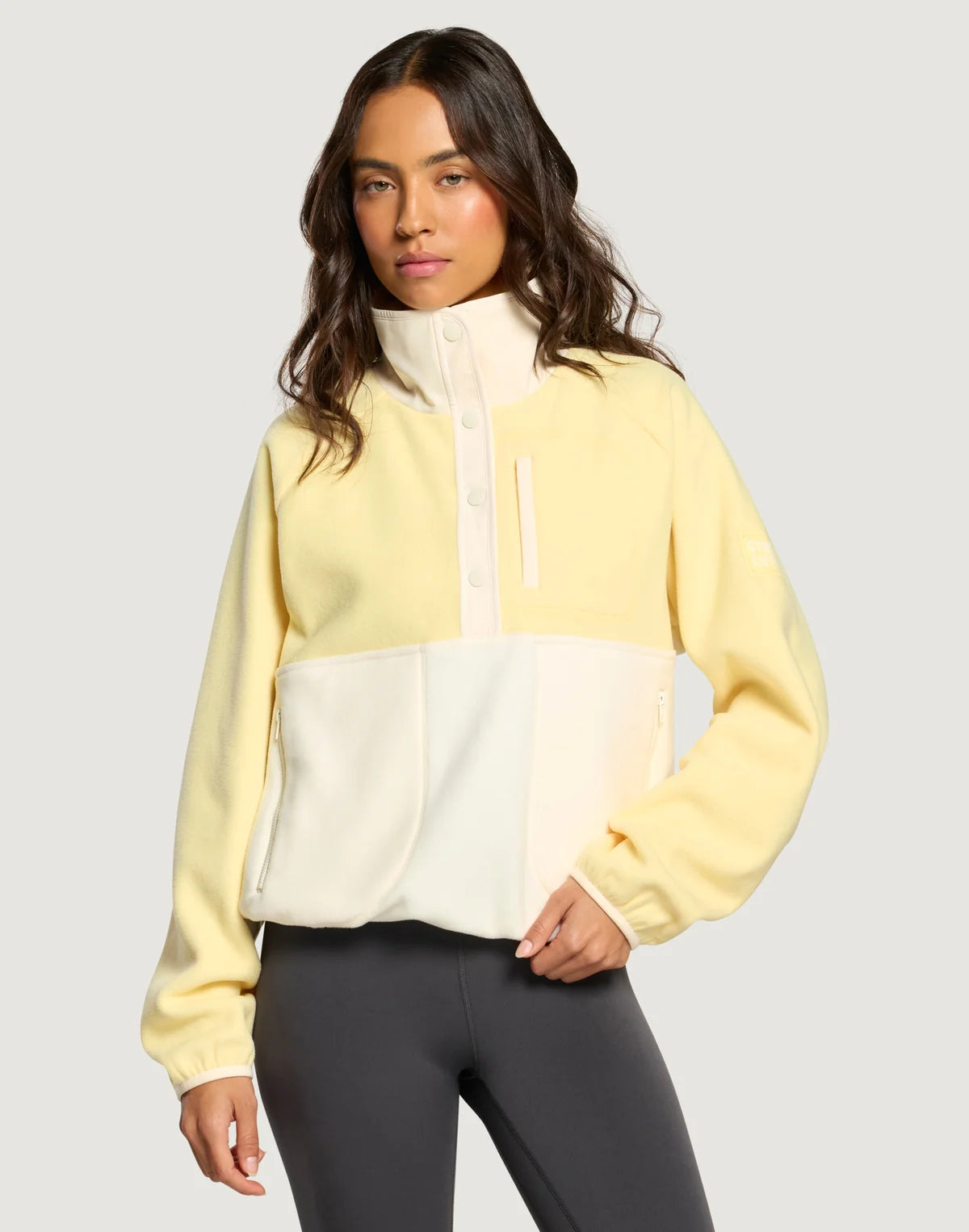 Womens Snap Collar Fleece (Pale Vanilla)