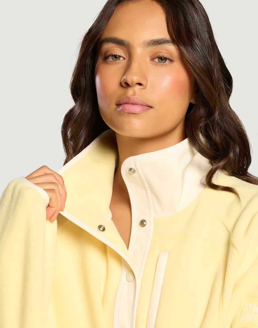 Womens Snap Collar Fleece (Pale Vanilla)