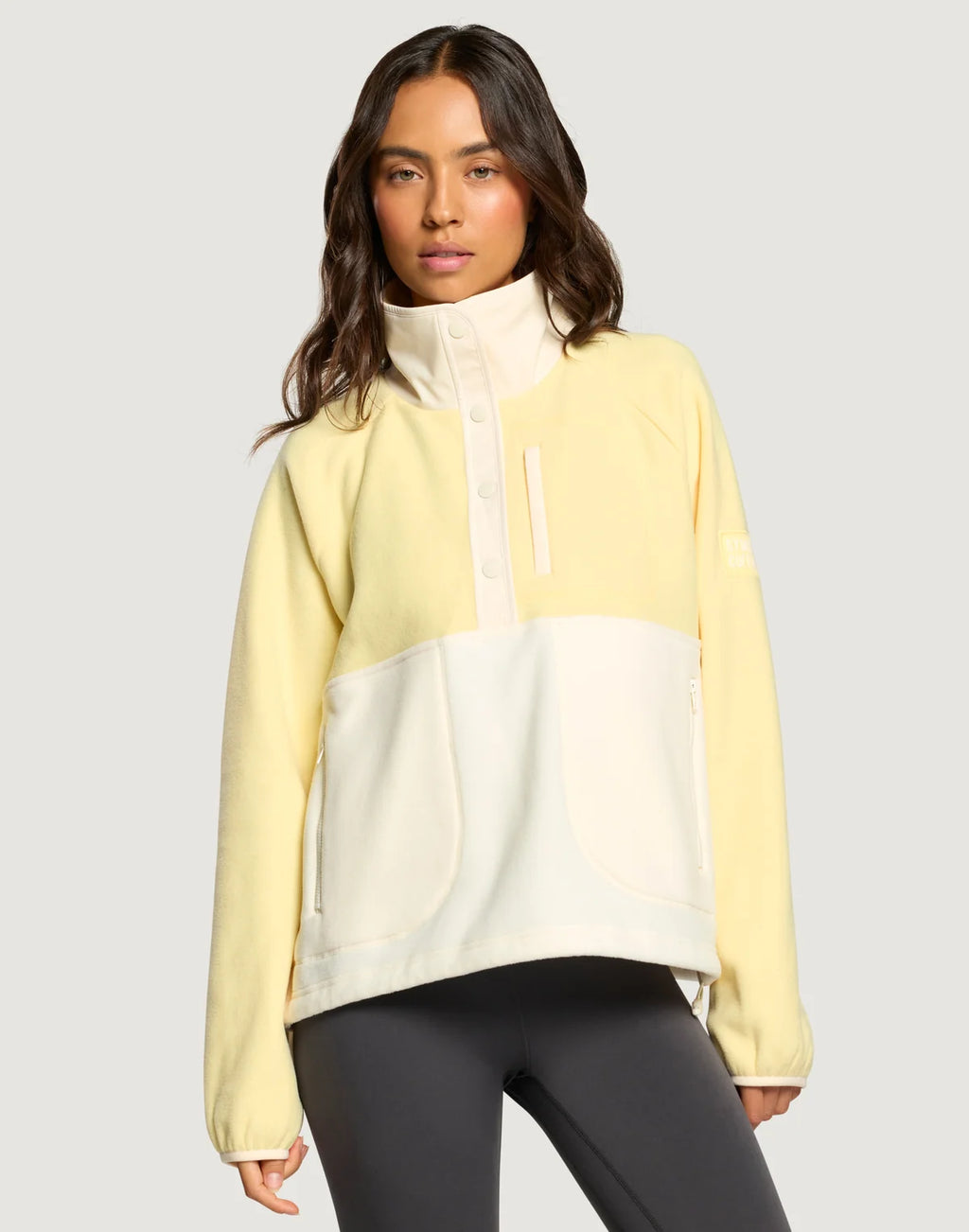 Womens Snap Collar Fleece (Pale Vanilla)