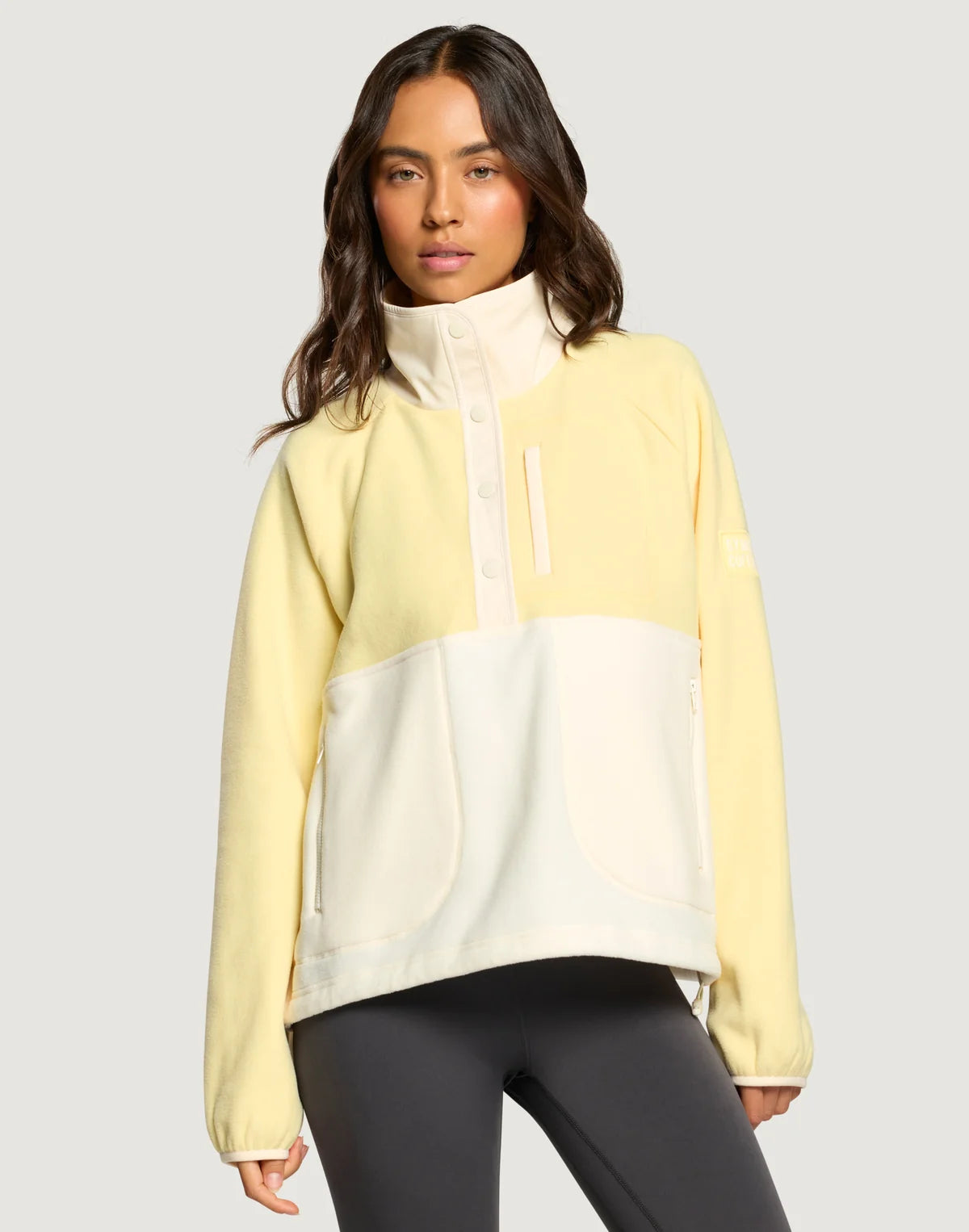 Womens Snap Collar Fleece (Pale Vanilla)