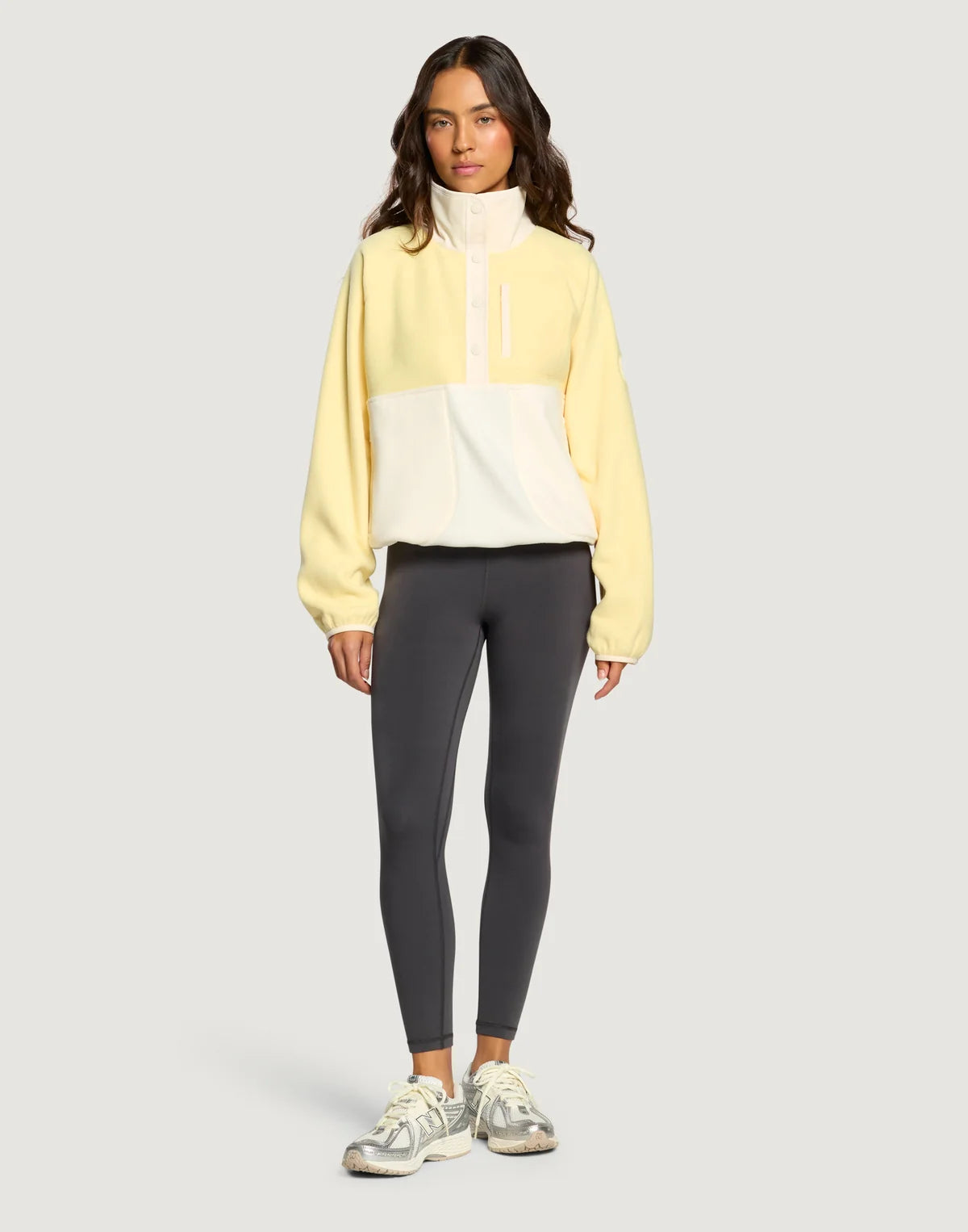 Womens Snap Collar Fleece (Pale Vanilla)