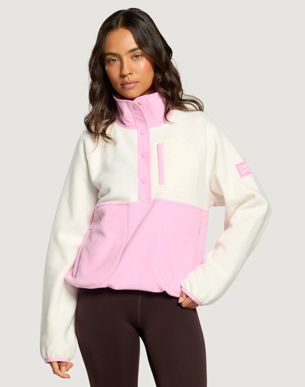 Womens Snap Collar Fleece (Pink Blossom)