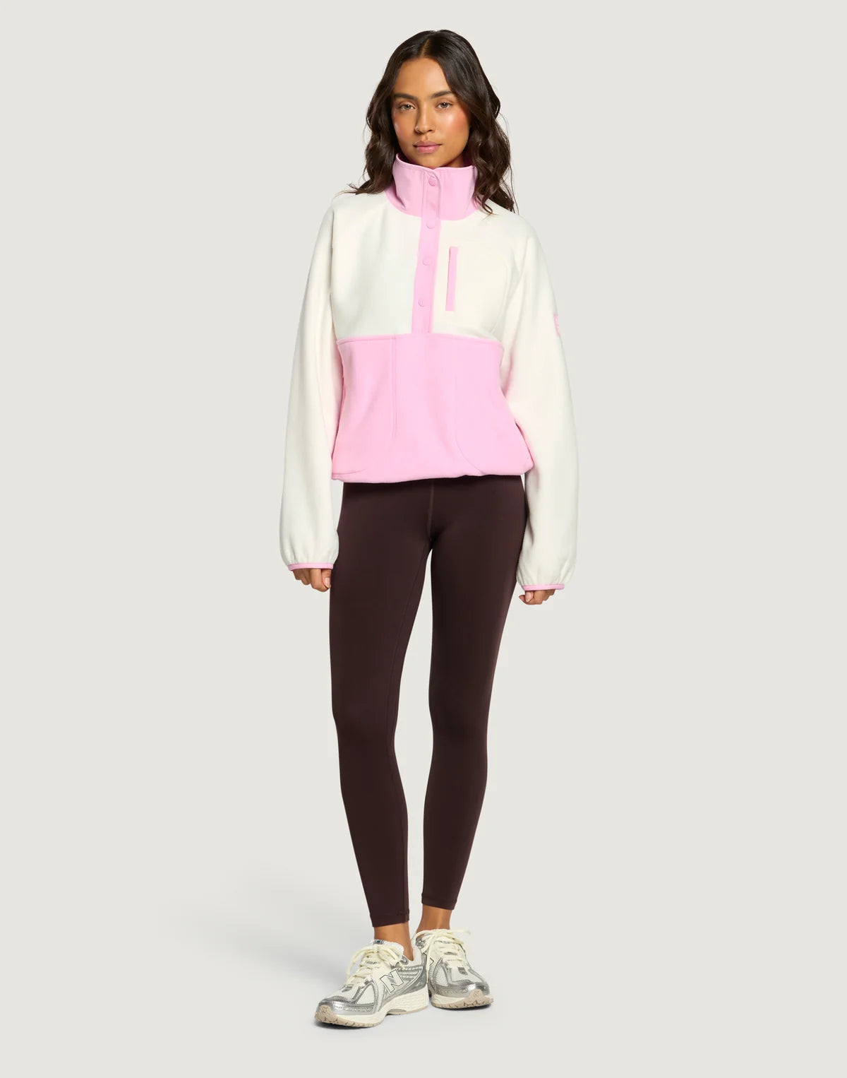 Womens Snap Collar Fleece (Pink Blossom)