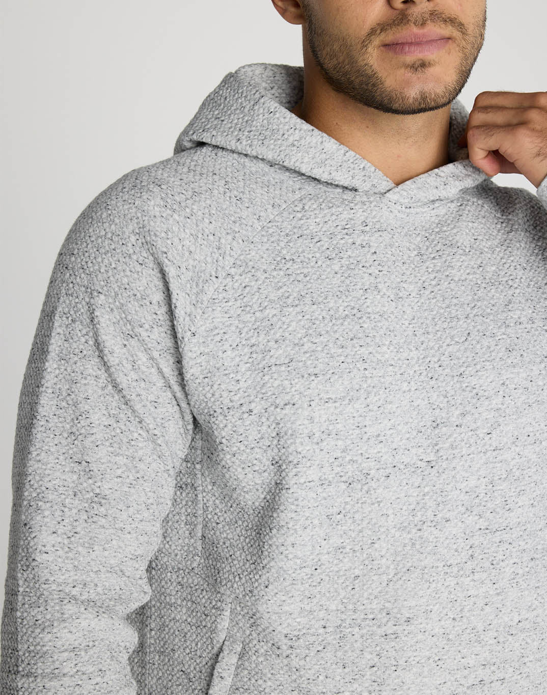 Mens Textured Hoodie (Heather Grey)