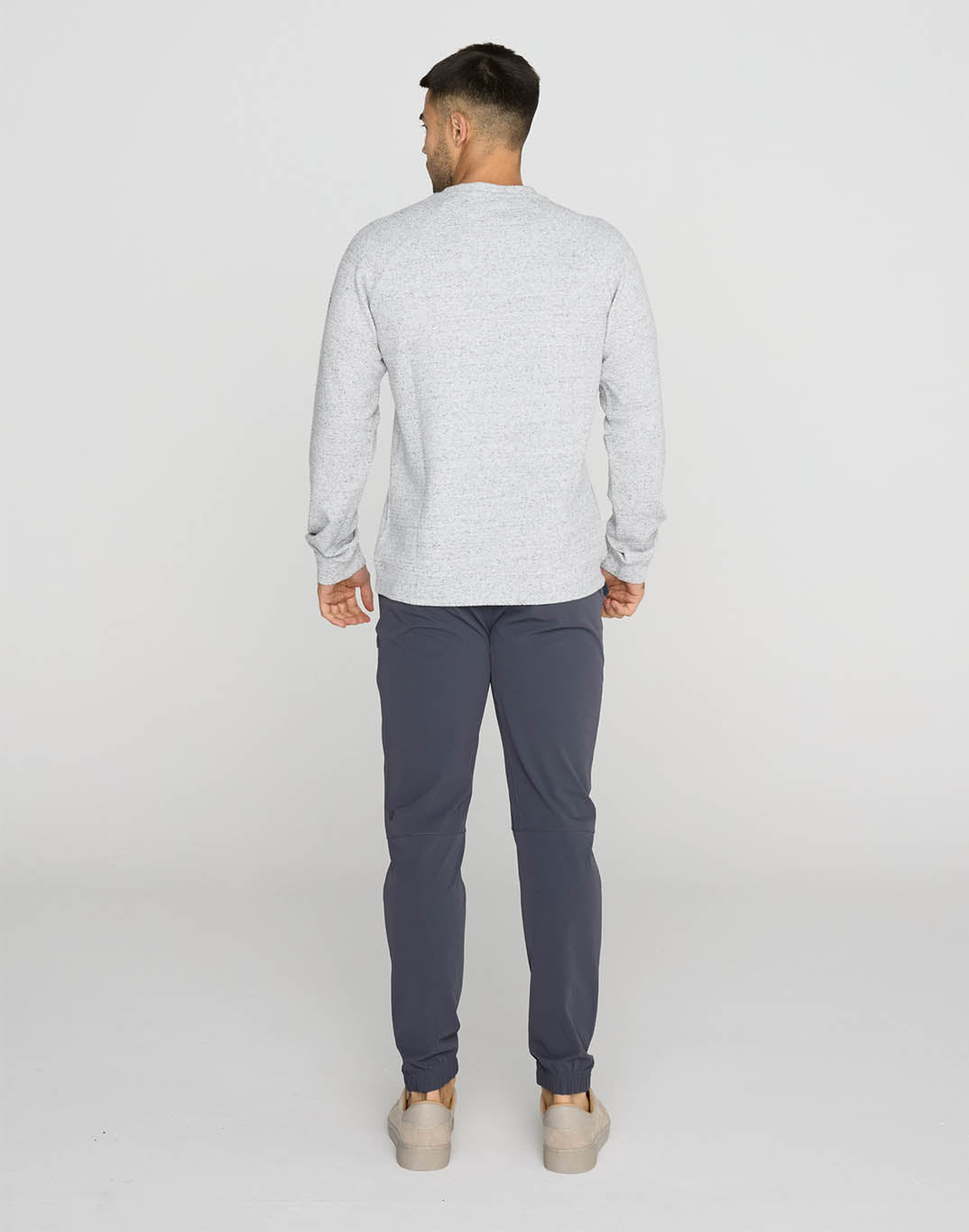 Mens Textured Crew Neck (Heather Grey)