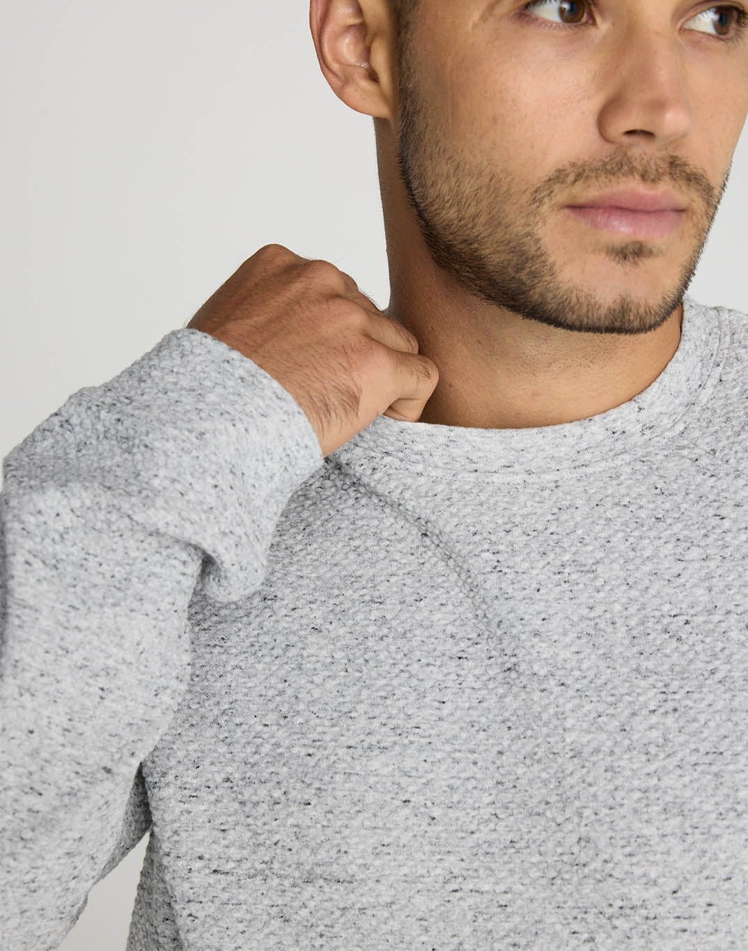 Mens Textured Crew Neck (Heather Grey)