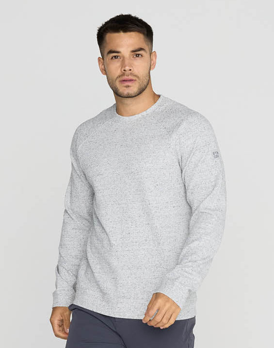 Mens Textured Crew Neck (Heather Grey)