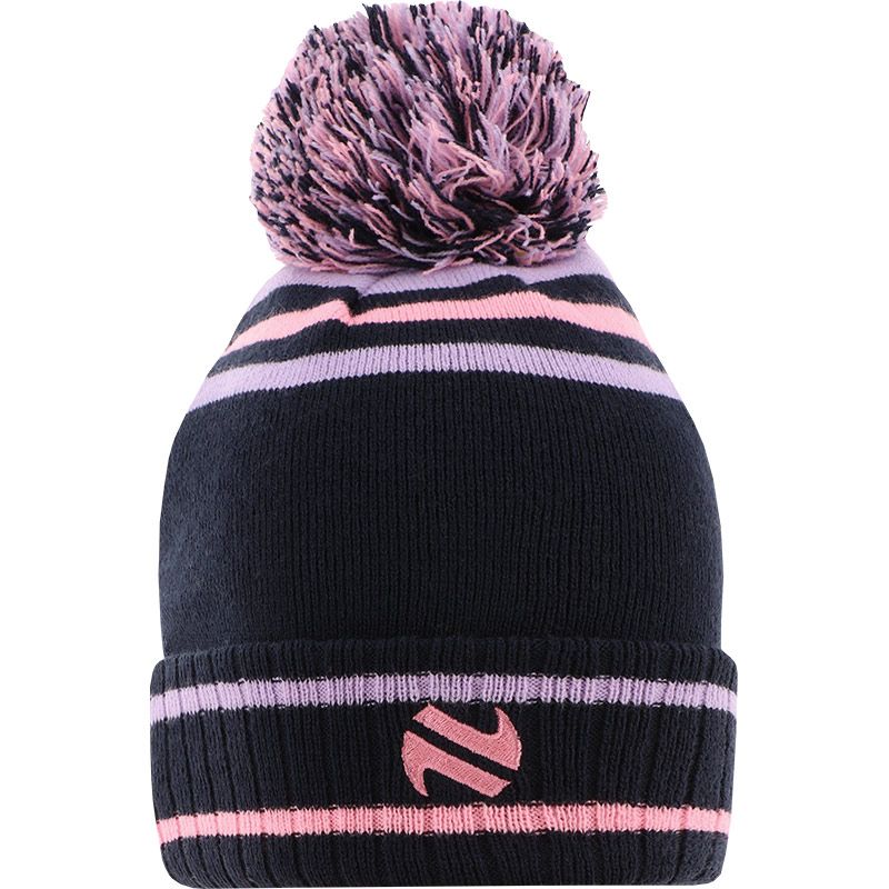 Rockway Adult Knitted Bobble Hat (Marine/Purple/Pink)