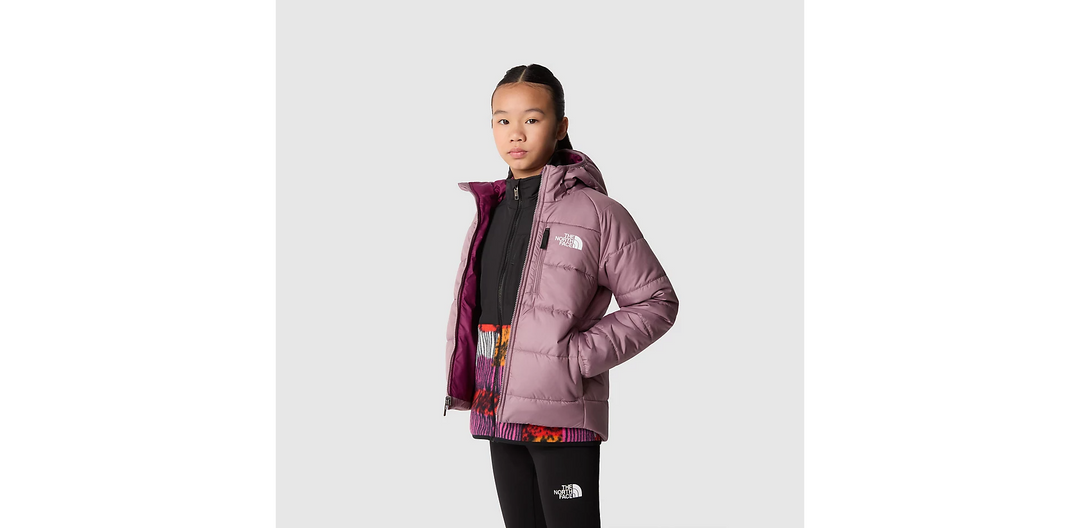 Girls Reversible Perrito Jacket (Fawn Grey/Boysenberry)