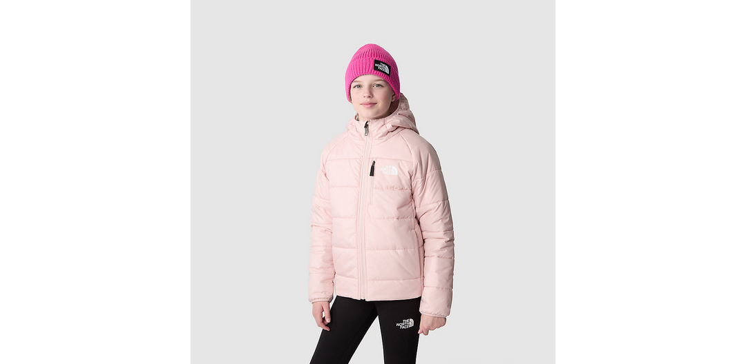 Girls Reversible Perrito Jacket (Pink Moss/Gardenia White)