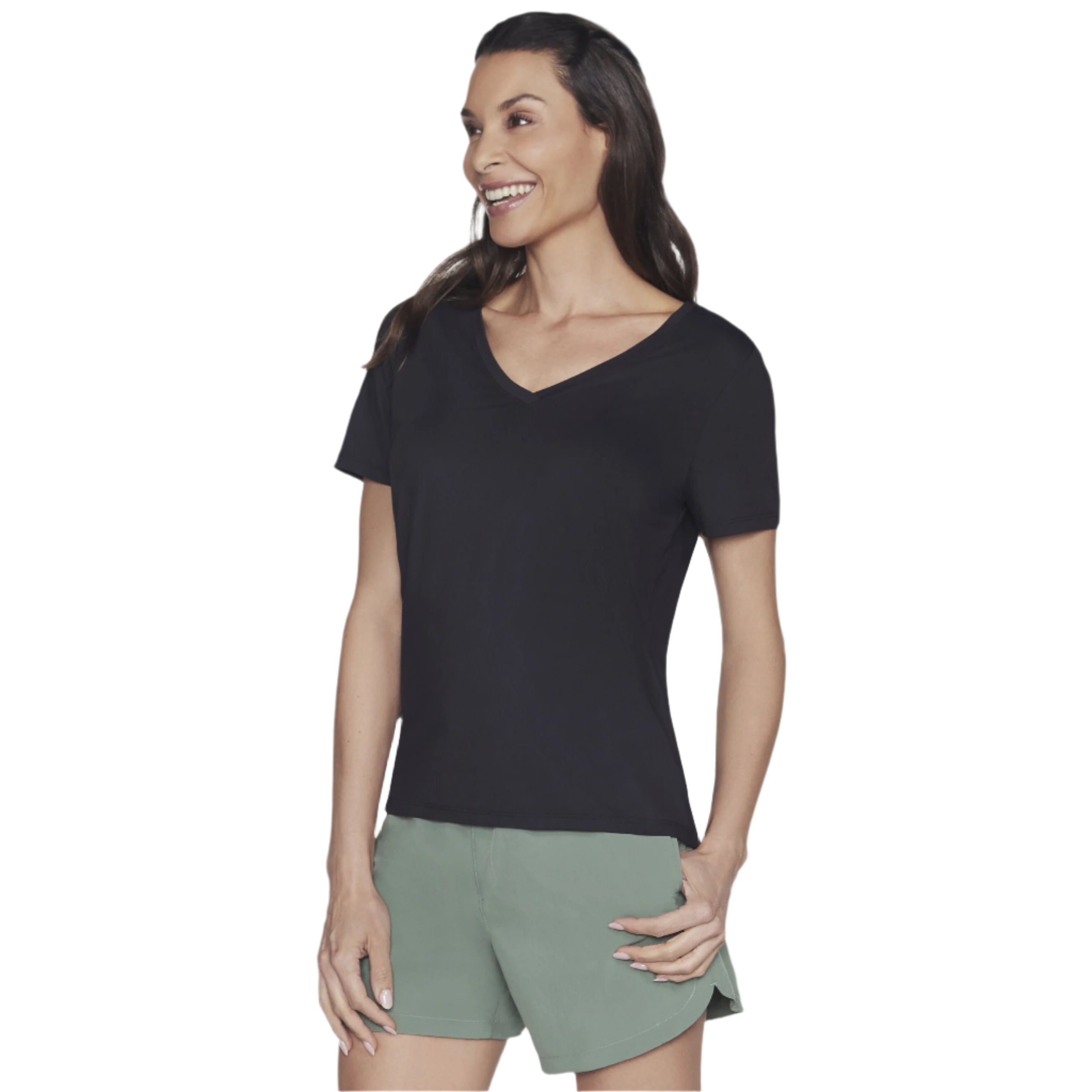 Womens Go Dri Serene V-Neck (Black)