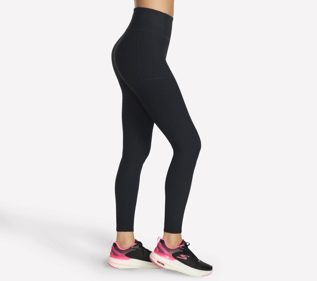 Womens Go Flex Rib Full Length HW Legging (Black)