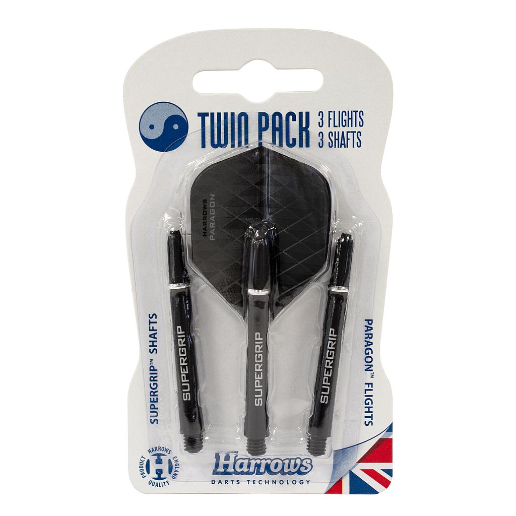 Darts Twin Pack 3 Flights 3 shafts(Black)