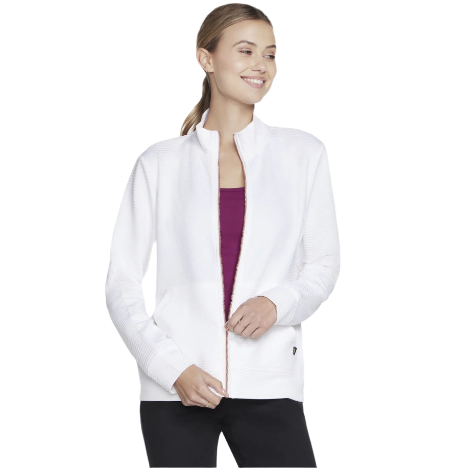 Womens Hoodless Hoodie GoWalk Full-Zip Jacket (White)