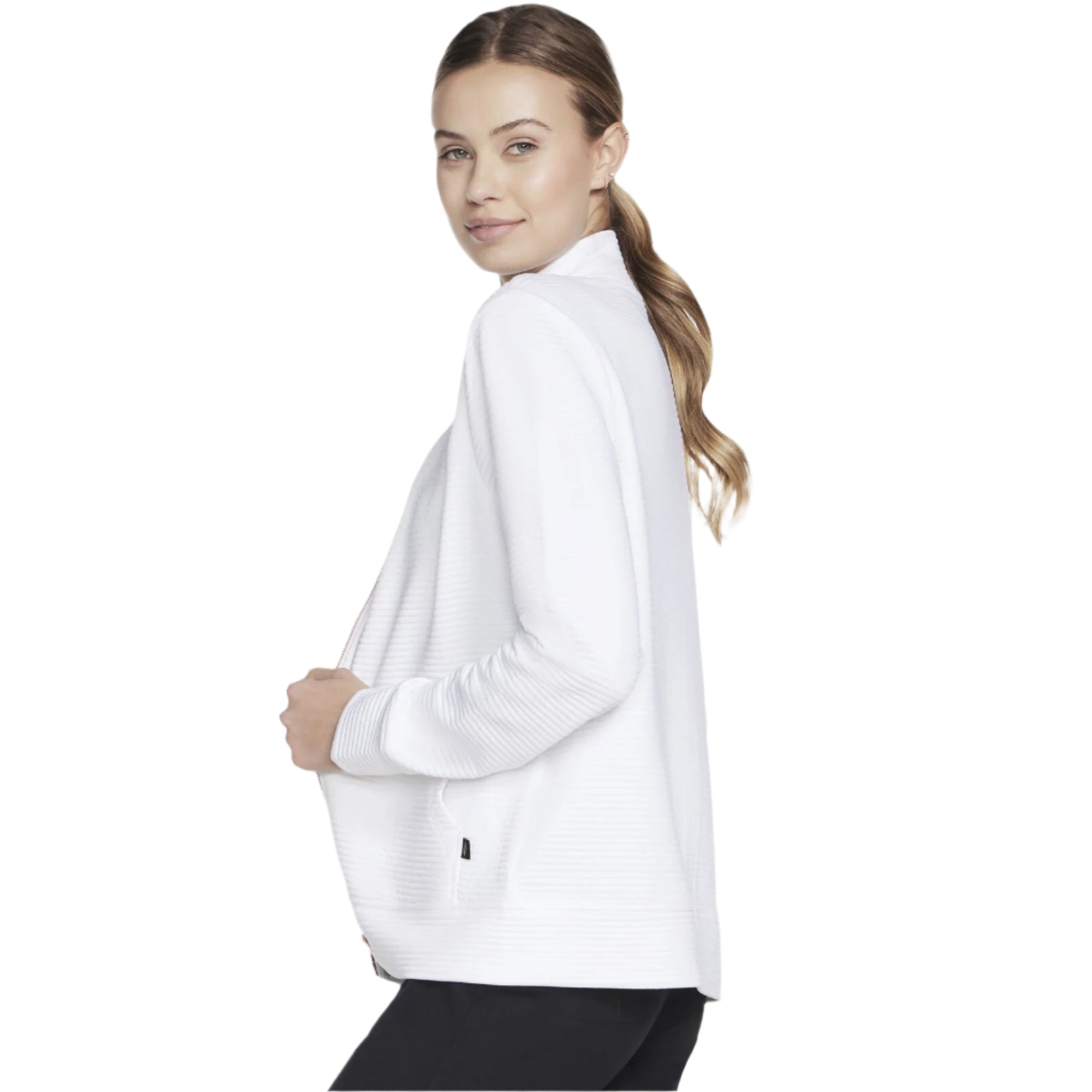 Womens Hoodless Hoodie GoWalk Full-Zip Jacket (White)