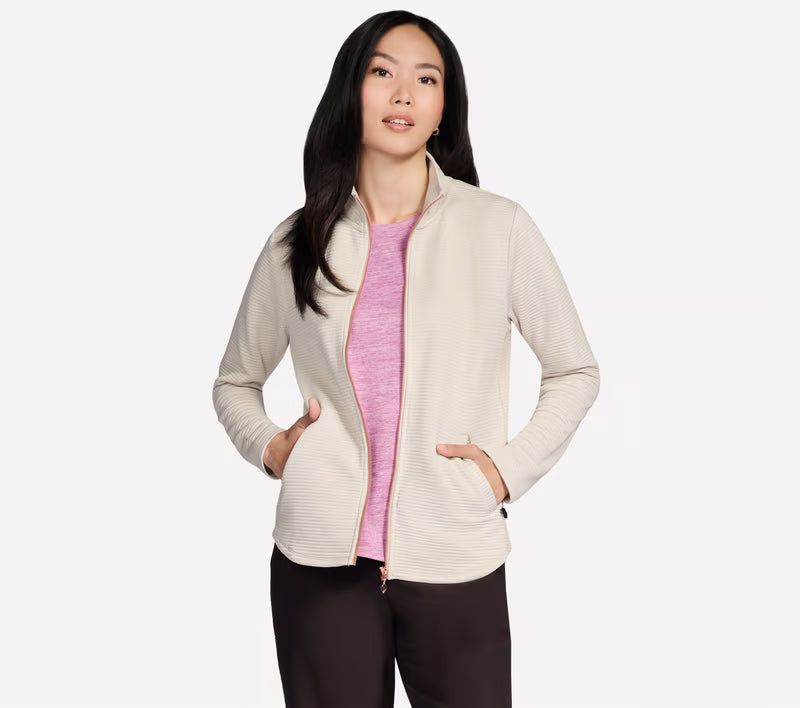 Womens Hoodless Hoodie Go Walk Full Zip Jacket (Natural Tan)