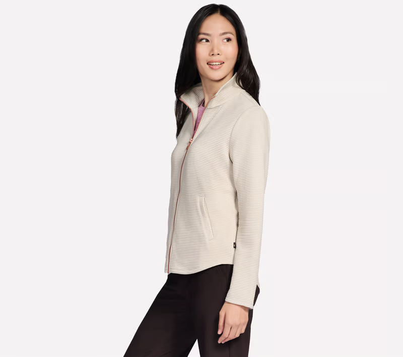 Womens Hoodless Hoodie Go Walk Full Zip Jacket (Natural Tan)