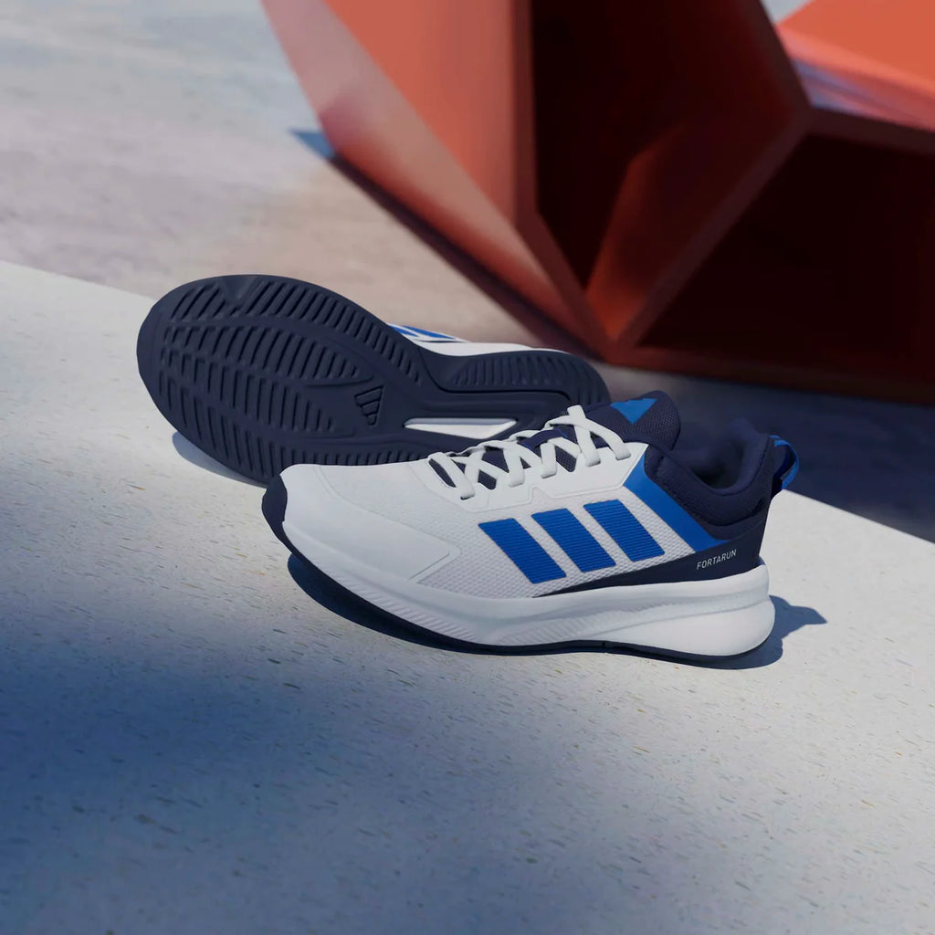 Youth FortaRun 4.0 Trainers (White/Navy/Royal Blue)