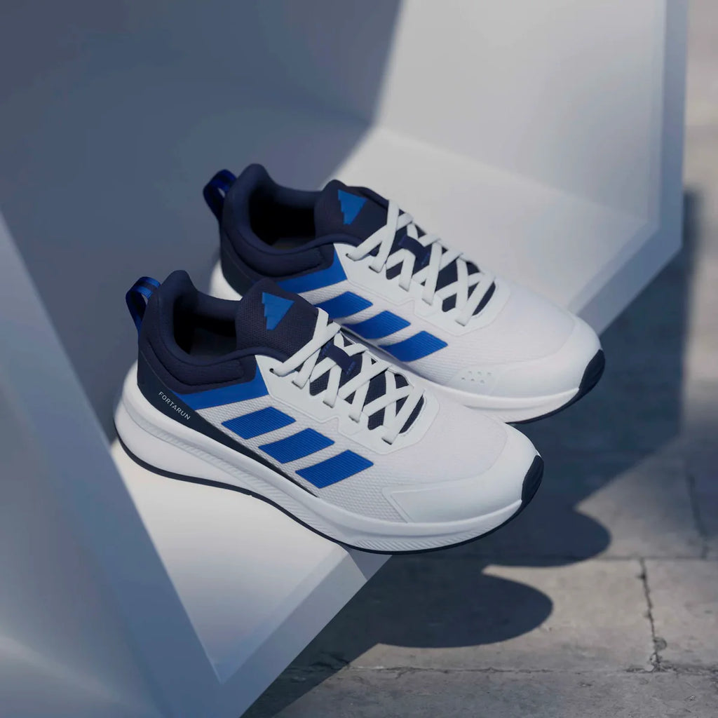 Youth FortaRun 4.0 Trainers (White/Navy/Royal Blue)