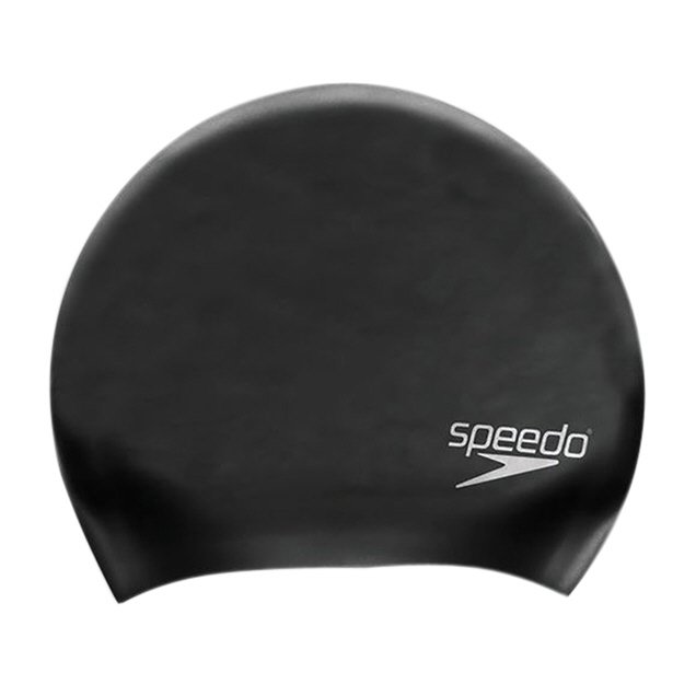 Long Hair Silicone Swim Cap (Black)